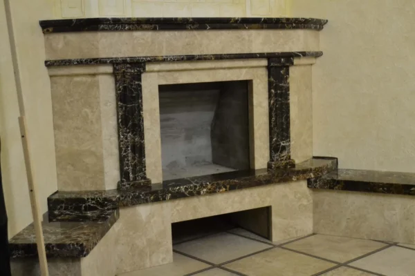 Камин из мрамора Emperador Dark и светлого мрамора_2