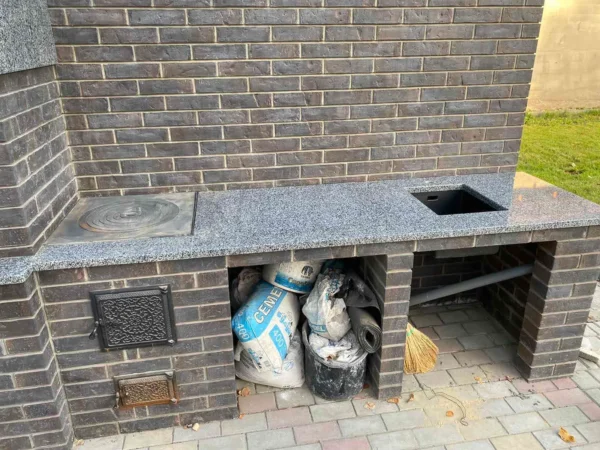 Гранитный барбекю-комплекс с мойкой, печью и мангалом_2